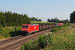 185 241 mit einem Stahlzug am 12.07.2011 bei Grokarolinenfeld.