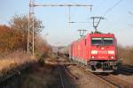 Doppeltraktion 185 Richtung Kassel durch Bohrlinghausen bei Warburg Westfahlen am Nachmittag des 06/11/11