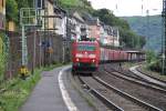 Baureihe 185 079-1 Durchfhrt am 25.07.2011 den Bahnhof von Assmannshausen.