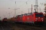 Die 185 216 zog am 11.11.11 einen Lokzug bestehend aus der 145 003 und der 151 065 durch Ratingen-Lintorf.
Links wartet die NE9 mit einem leeren Kalkstaubzug auf Weiterfahrt in Richtung Kalkwerk.Insgesamt musste die NE 9 90 Minuten auf Weiterfahrt warten.