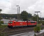185 286-2 und 155 122-5 der DB Schenker Rail Deutschland AG abgestellt am 18.09.2011 in Kreuztal.