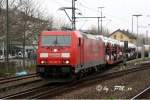 185 299-5 erhielt gerade Ausfahrt mit seinem gemischten Gterzug aus dem Bahnhof Kornwestheim Pbf am 16.04.2010.