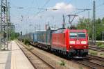 185 081-7 mit einem LKW-Walther KLV am 4.6.2011, Mnchen Heimeranplatz