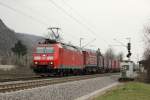 DB 185 108-8 mit dem Winner Ganzzug in Leutesdorf am 17.3.2012 