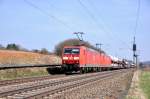 185 044 und Schwesterlok 185 064 ziehen Geimensam einen gem Gterzug in Richtung Kornwestheim.Aufgenommen bei Ebersbach/Fils am 28.3.2012