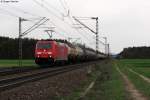 185 263-1 mit Kesselwagen Richtung Norden am 10.04.2012 bei Graben-Neudorf.