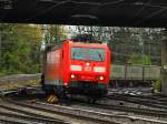 185 144-3 zieht am 24.04.2012 einen Ambrogio-Ganzzug unter der Brcke Turmstrasse nach Aachen West.