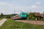 185 616 mit einer S-Bahn am 19.05.2012 bei Plling.