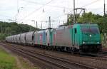 185 608-7 der LTE und 185 676-4 der EVB(kalt) in Kln West am 22.06.2012