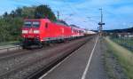 185 100 mit gemischten Gterzug und Karlsruher Steuerwagen am 12.06.2012 in Gundelsdorf.