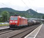 185 033 mit gem.GZ durchfhrt Knigswinter bei Bonn in Richtung Troisdorf am 12.7.2012