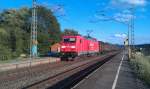 185 255 mit Stahlzug am 31.07.2012 in Gundelsdorf. 