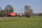 185 201 mit KLV Zug am 27.04.2012 bei Baiersdorf