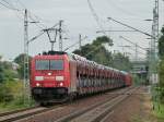 185 265 furh mit ihrem Skoda-Autozug durch Dresden Stetzsch.