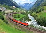 185 109 + 185 122 mit einem Gterzug am 29.08.2012 unterwegs bei Wassen.