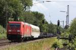 185 202 schiebt am 30.7.12 einen Messzug durch Ratingen-Lintorf.