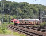 Wettfahrt: 101 113-9 mit IC gegen 185 245 mit leeren Autotransportwagen im Zulauf auf Kln West. Aufgenommen am 17.08.2012.