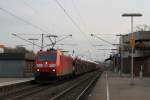 185 159-1 mit einem Gterzug Osnabrck-Emden auf Bahnhof Ibbenbren am 28-12-2012.