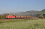 185 047 mit Schttgutwagenzug am 11.10.2012 bei Himmelstadt