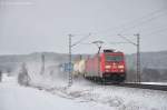 185 345 (91 80 6185 345-6 D-DB) mit KLV-Zug am 09.02.2013 in Plling