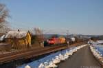 185 346 (91 80 6185 346-4 D-DB) mit kurzem Gterzug am 02.03.2013 bei Plling