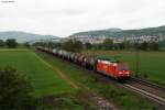 185 259-9 mit einem lzug Richtung Sden bei Heddesheim. Aufgenommen am 22.05.2013.