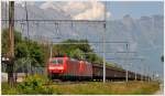 RedBull Zug mit zwei DB 185er fhrt durch Sevelen Richtung Sargans. (08.06.2013)