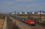 185 113-8 mit DSV-Blockzug bei Oftersheim auf dem Weg Richtung Basel. 07.04.13