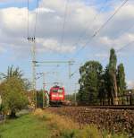 185 163-3 mit einem Stahlzug in Remschtz am 12.07.13