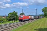 185 062 mit einem gem.GZ auf der KBS 750 in Richtung Ulm.Aufgenommen bei Gingen(Fils)am 12.7.2013