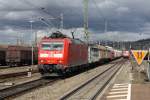 DB 185.119 mit Gemischtem Gterzug bei Gewittriger Stimmung in Weil am Rhein am 19.3.2013