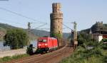 185 352-2 mit einem Redbullzug bei Oberwesel 2.8.13