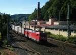 185 147 zieht am 03.Oktober 2013 den DB Schenker KLV durch Kronach Richtung Saalfeld.