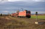 185 157-5 DB Schenker Rail Deutschland AG kam mit einem gemischten Güterzug aus Richtung Salzwedel komment durch Stendal(Wahrburg).