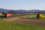 185 020-5 mit dem täglichen Güterzug von Freiburg Gbf nach Offenburg am 19.03.2014 bei Kollmarsreute