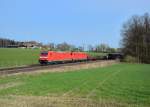 185 388 + 185 222 mit einem umgeleiteten Güterzug am 01.04.2014 bei Vogl.