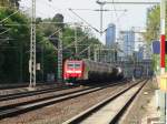 DB Schenker Rail 185 126-0 näher sich mit Kesselwagen Neu-Isenburg Bhf am 24.04.14