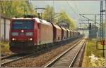 185 153-4 mit einen gemischten Güterzug Richtung Saalfeld am 24.04.14 in Probstzella.