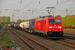 DB 185 295-3 mit Tankcontainerzug in D�sseldorf Rath, April 2014.