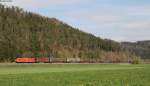 185 102-1 mit dem EZ 44696 (ZH-Limmattal- Kornwestheim Rbf) bei Neckarhausen 10.4.14