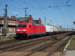 Am 03.05.2014 kam 185 227 mit einem DB Schenkerzug aus Richtung Magdeburg nach Stendal und fuhr weiter in Richtung Wittenberge.