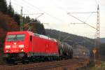 185 273-0 DB Schenker im Frankenwald bei Steinbach am 03.11.2014.