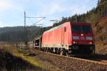 185 227-6 DB Schenker im Frankenwald bei Steinbach am 12.11.2014.