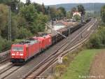 Die DB-Lok 185 375 und eine ÖBB-Schwesterlok zogen am 1.9.12 bei Postbauer-Heng einen Güterzug Richtung Regensburg.
