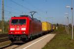 185-362-1 passiert Bremerhaven-Wulsdorf mit ihrem Containerzug. 19.4.14