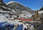 185 116 + 185 136 mit einem Güterzug am 11.02.2015 bei Wassen.