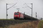 185 292-0 DB Schenker Rail bei Reundorf am 13.02.2015.
