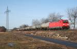 185 320 mit GC 47981 (Hamburg Hohe Schaar–Wien-Lobau Hafen) am 20.02.2012 zwischen Ashausen und Winsen (Luhe)