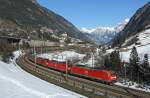 A triple headed DB freight train rounds Wattinger Kurve.