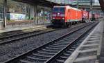 # Königswinter 7
185 091-6 bei der Durchfahrt des Königswinter Bahnhof in Richtung KÖLN. 

Königswinter
04.04.2015